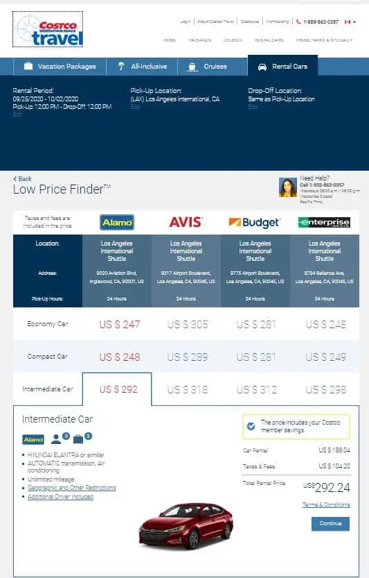 PC Travel vs. Costco Travel car rental comparison