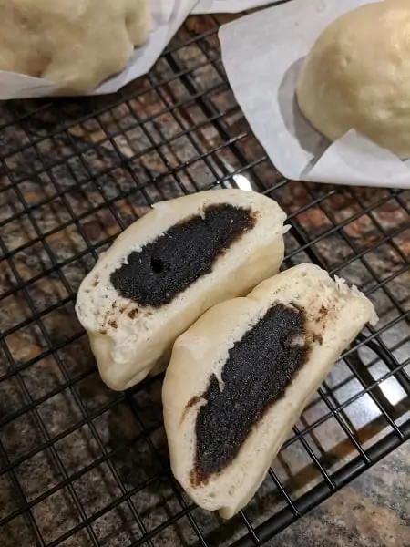 steamed black sesame buns