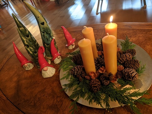 christmas advent wreath with candles