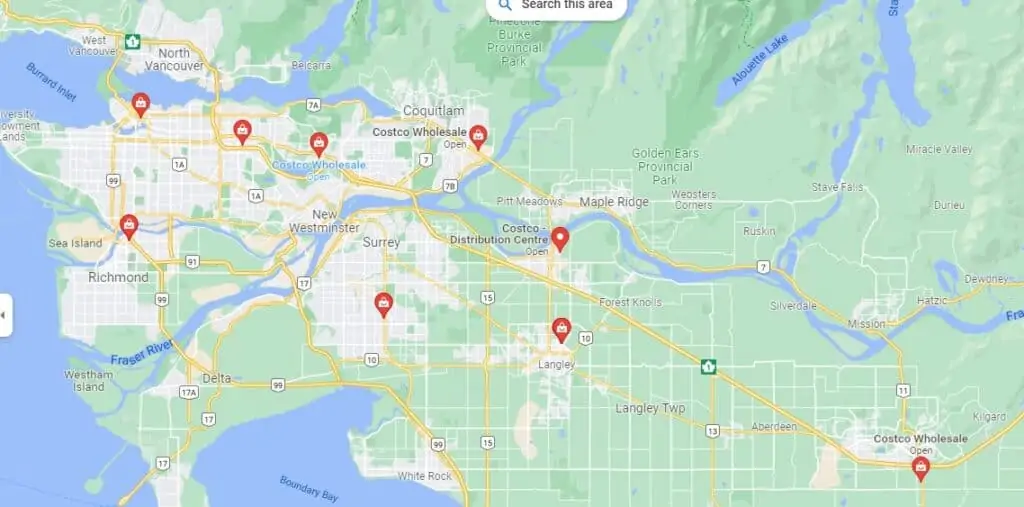 Costco locations in Lower Mainland