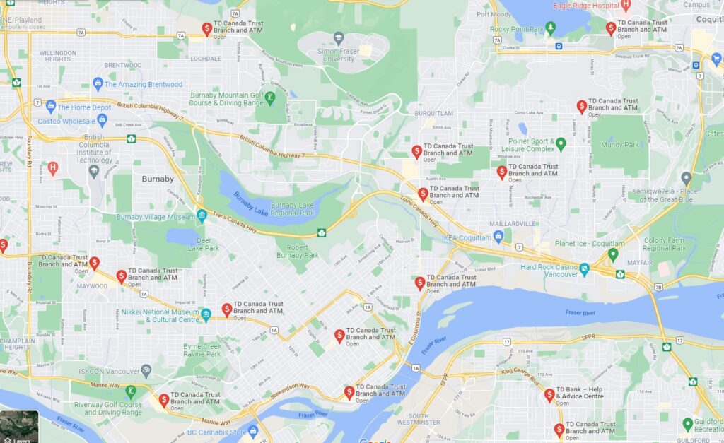 TD branch locations in Burnaby