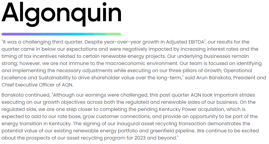 AQN is the dividend safe - press release