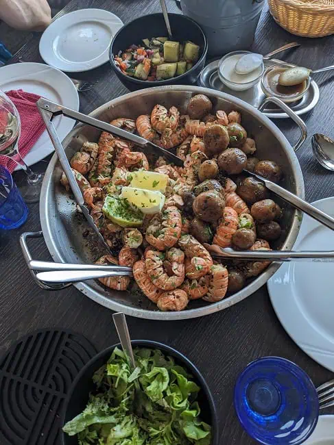 The main course. It got pretty messy peeling and eating the langoustines 