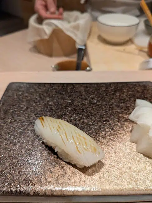 Nigiri for Mrs. T, notice how the chef angled it differently. 