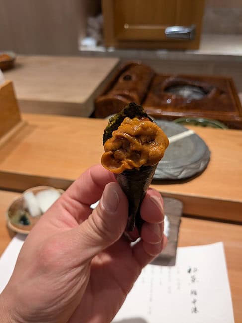 The chef called this dish uni (sea urchin) icecream 
