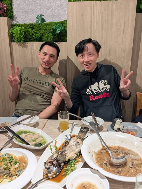 I met up with a co-worker of mine for dinner that night 
