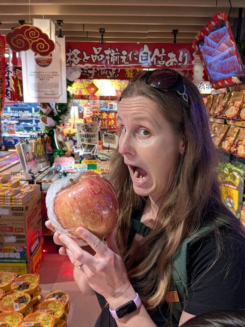 A very large apple we found in the store. It was $15 CAD each!
