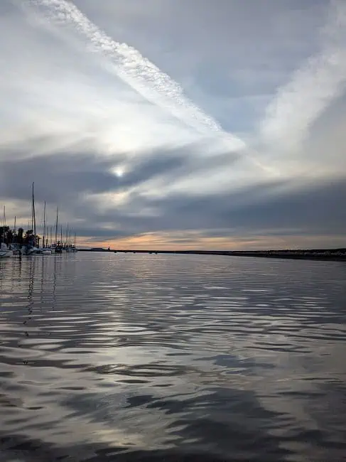 A nice evening out on the water, canoeing
