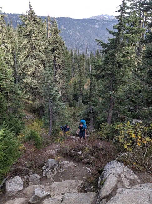 Hiking into Semphamore Lakes, a relatively easy but steep hike that took us about an hour
